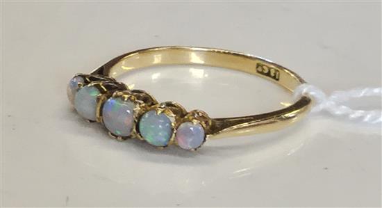 18ct and white opal half hoop ring